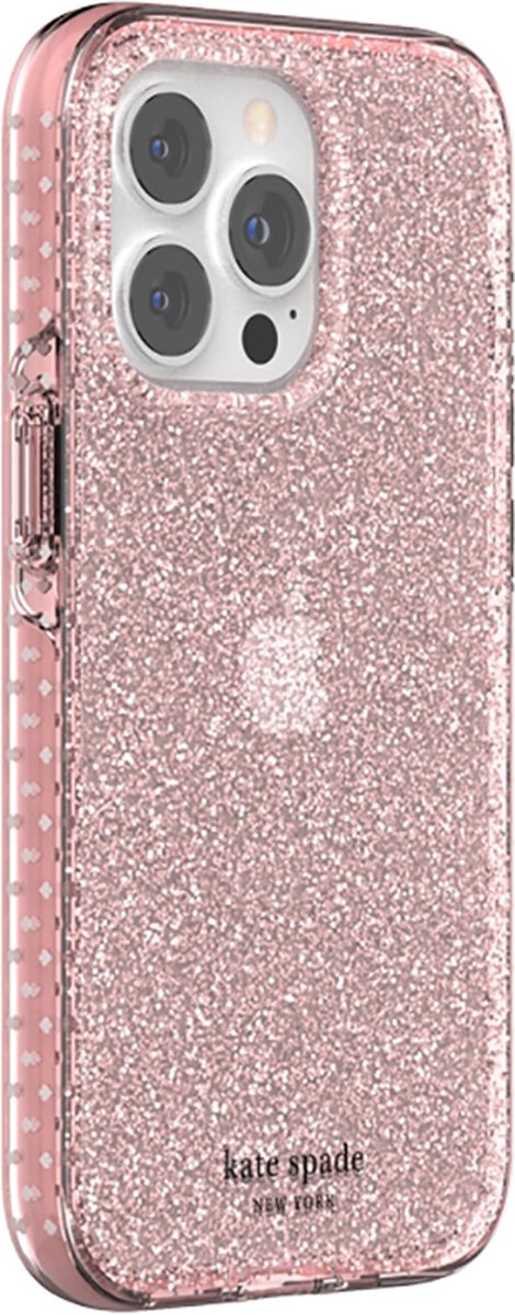 KATE SPADE NEW YORK, Coque pour Geschikt voor Apple iPhone 13 Pro Gamme Glitter Pailletée Translucide Compatible Magsafe, Roze