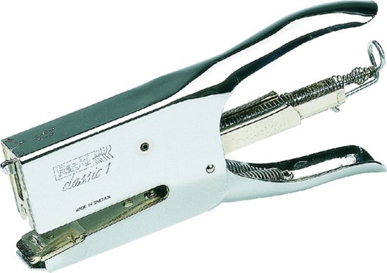 Zilverkleurige niettang, merktekens "Rapid classic 1" en "MADE IN SWEDEN".