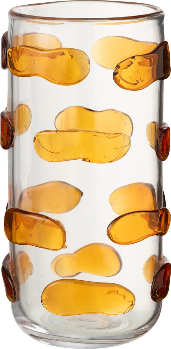 J-Line vaas Pebbles - glas - amber/transparant - large - Ø 17 cm Multi
