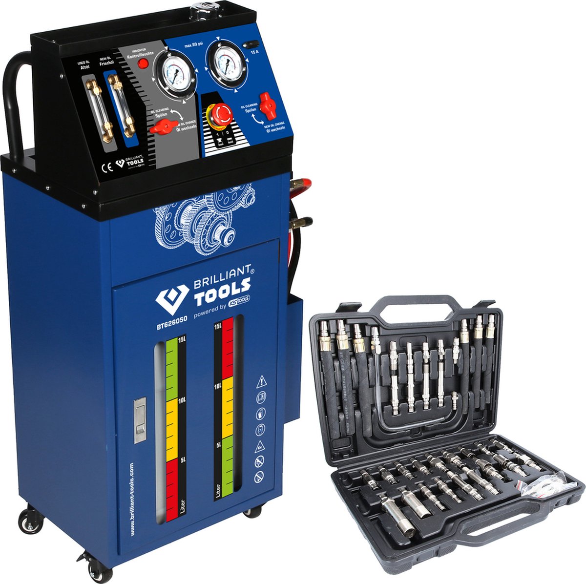 Brilliant tools - Transmissiespoelapparaat, inclusief 35-dlg adapterset - KS Tools - Versnellingsbak olie verwisselaar