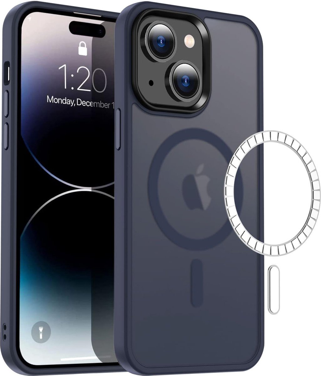 Casify Matte Hoesje geschikt voor MagSafe iPhone 13/14 Hoesje - Mat Donkerblauw