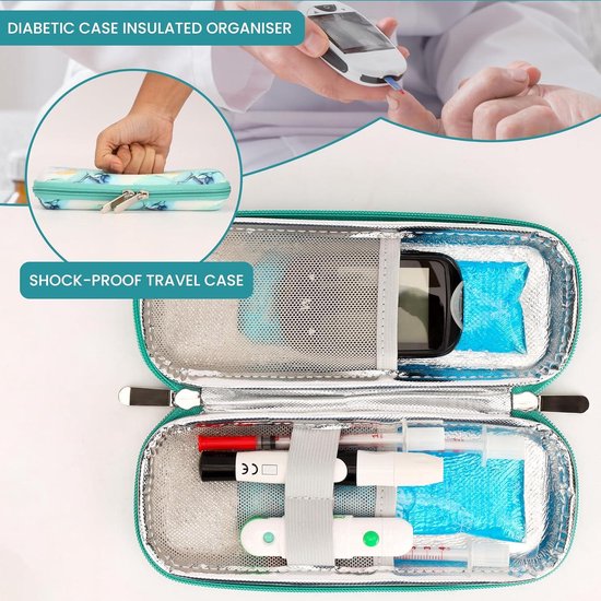 Koelende Reis Koffer voor Insuline - Met 2 Herbruikbare Ijsblokken - Diabetici Organizer voor Medicatie - Lichtblauw Design . van Merkloos — afbeelding 4