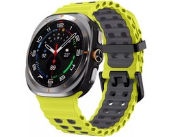 Strap-it Sport siliconen Wave bandje - geschikt voor de Samsung Galaxy Watch Ultra 2 (2026) / Ultra (2024/2025) - lime/donkergrijs