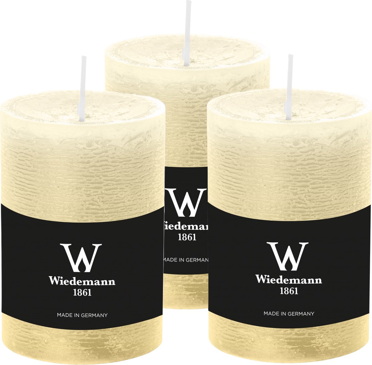 Wiedemann Cilinderkaars/stompkaars - 3x - rustieke kaars - creme wit - 7 x 10 cm - 43 branduren