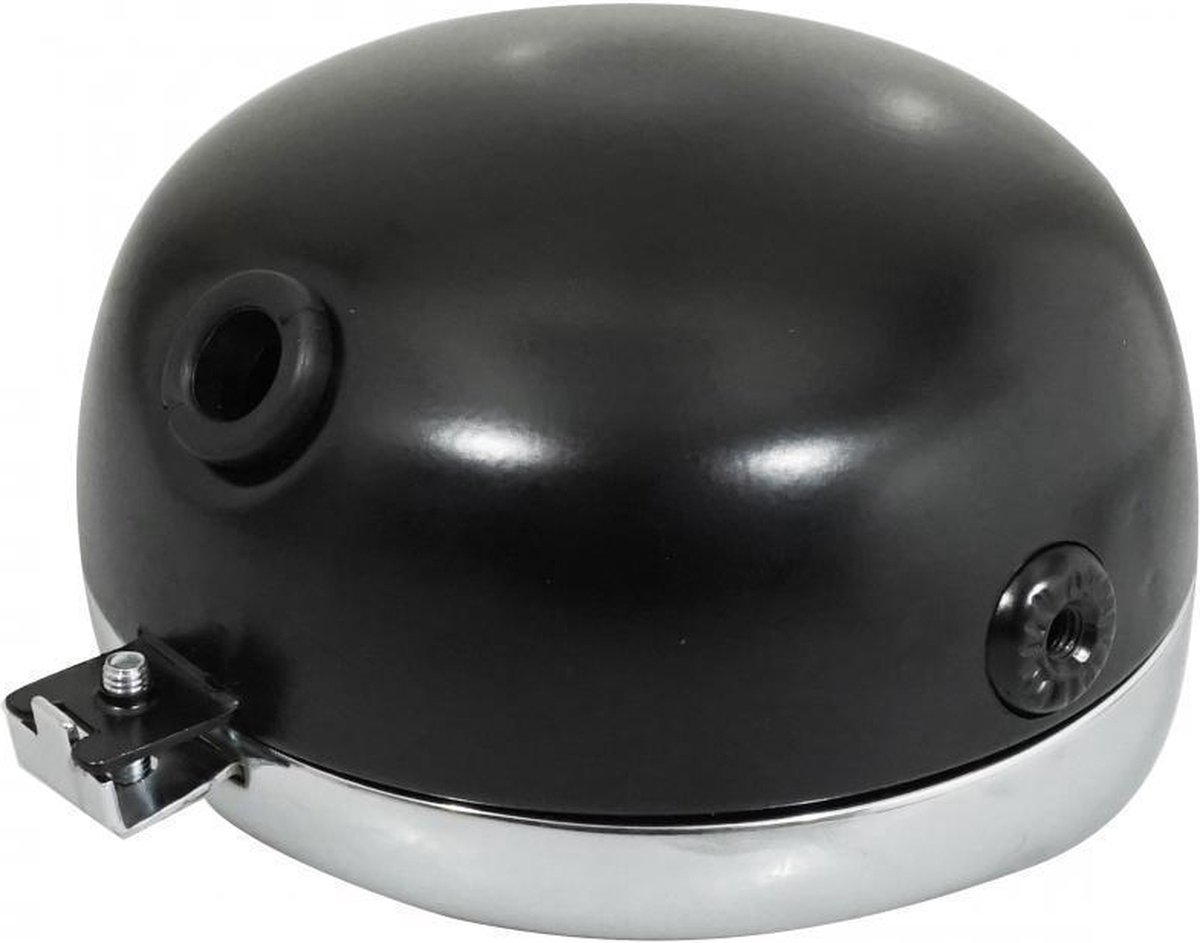 ronde frontoptiek guia voor peugeot 103 bromfiets zwart Ø135mm chromen kap