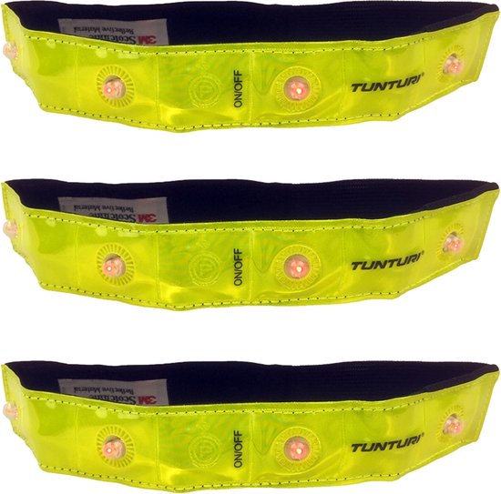 Tunturi Reflectiebanden - Hardlooplampjes met reflectie - incl batterijen  - Set van 3