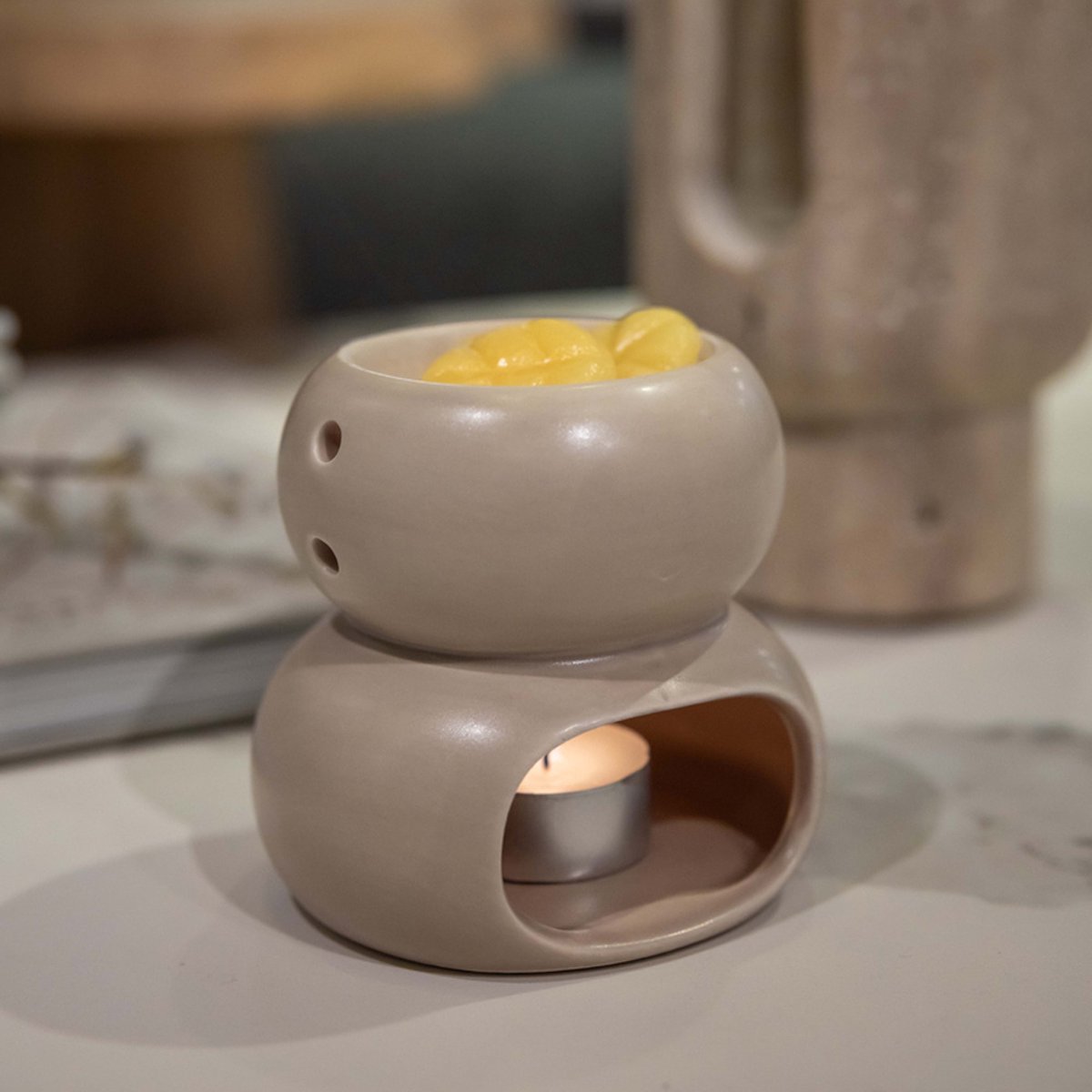 Scentchips Waxbrander Zen - Geurbrander - Amberblokjes Brander - Oliebrander - Wax Melts Brander - Aromabrander - Ook Geschikt Voor Essentiële Oliën - Geurolie - Waxmelts - Zwart