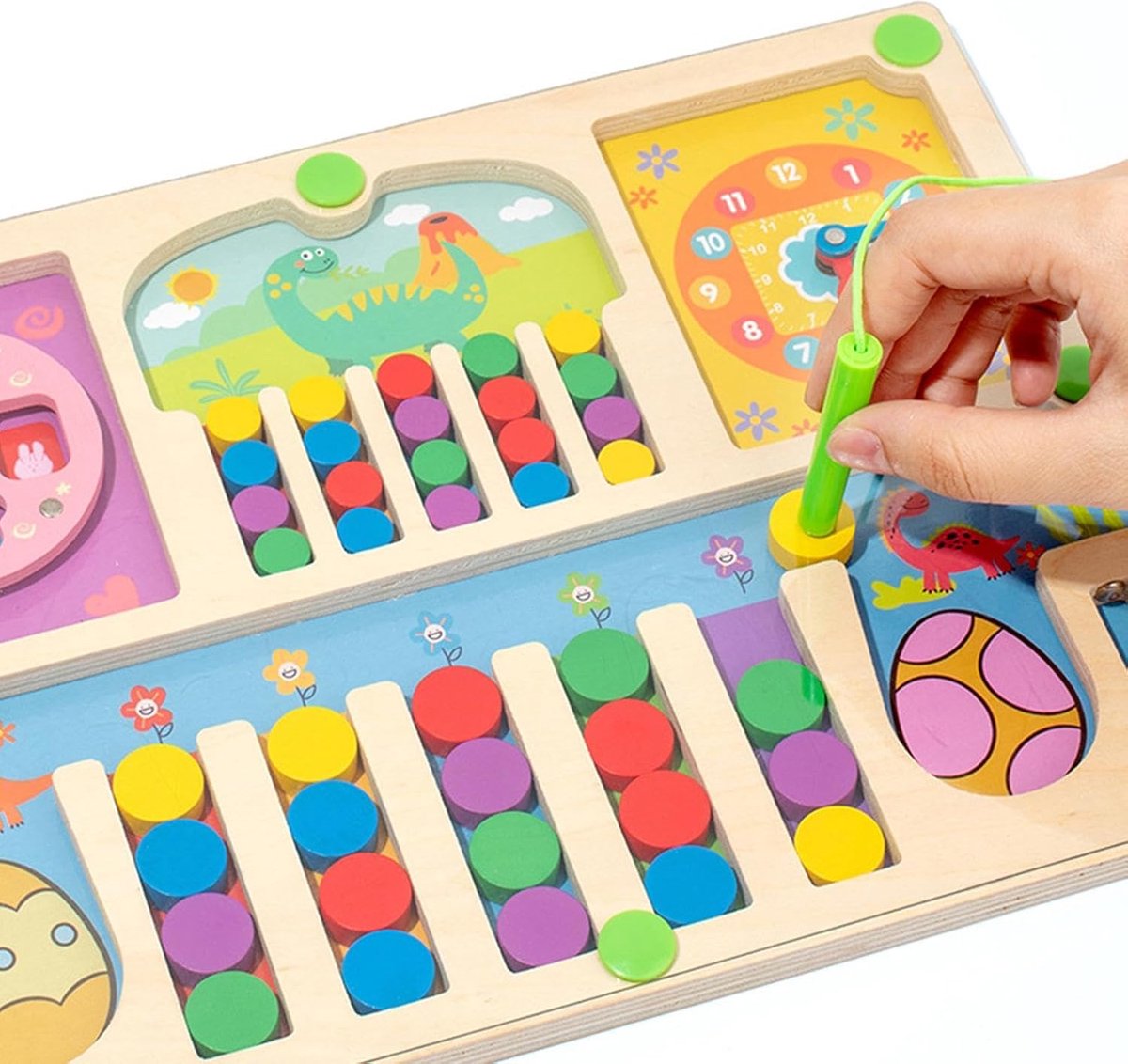 Magnetisch - Magnetisch Doolhof - sorteerspel - Cartoon houten doolhofspeelgoed - schattig educatief speelgoed - kleurrijk sorteerspeelgoed voor thuis - kleuterschool