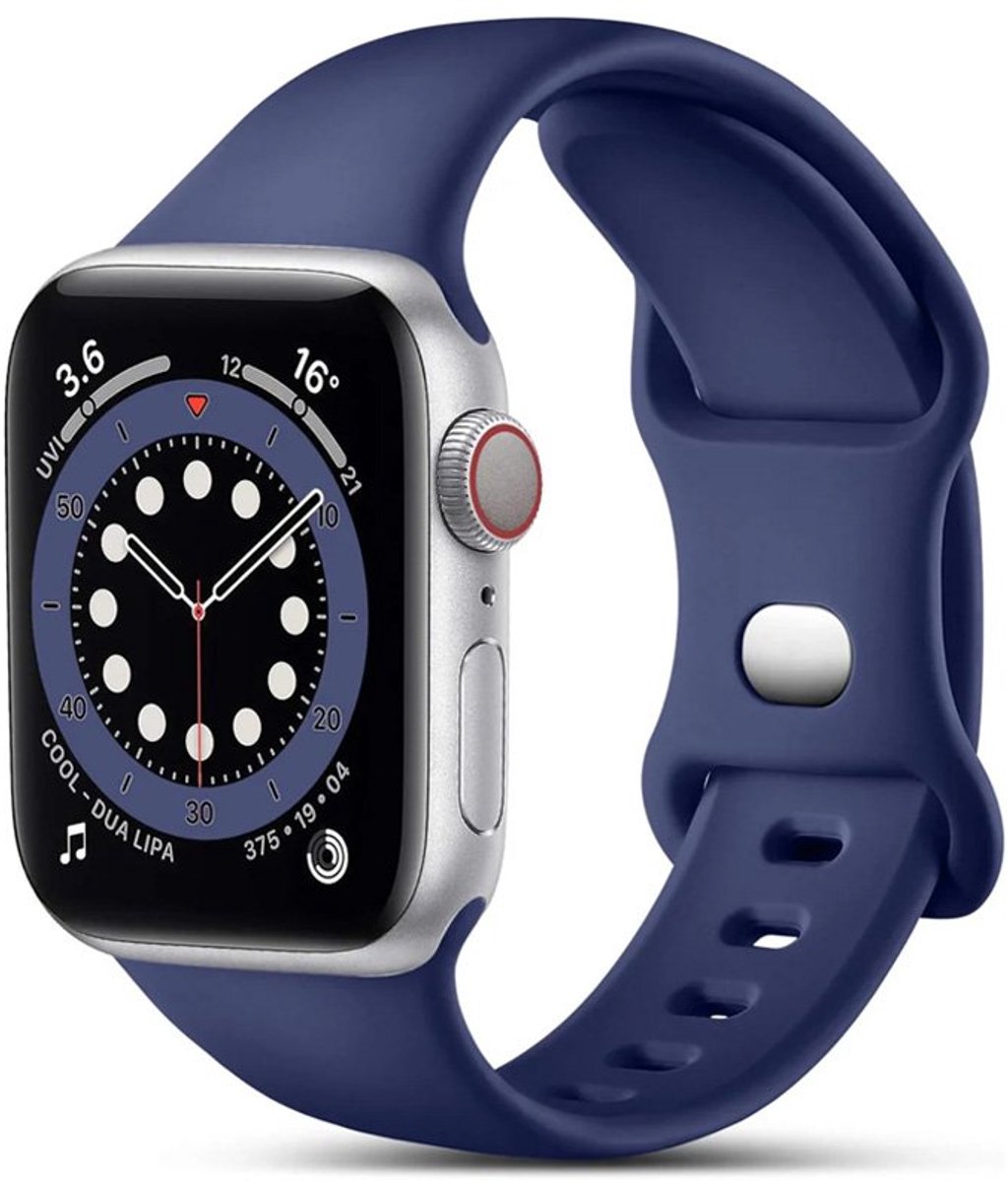 Mobiq - Siliconen Bandje geschikt voor Apple Watch 38 mm - donkerblauw