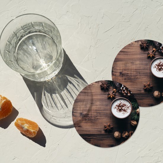 Onderzetters voor glazen - Rond - Hout - Landelijk - Warm - Natuur - 10x10 cm - Glasonderzetters - 6 stuks