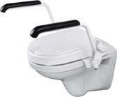 Luxe toiletbeugelset met 6 cm vaste verhoger en armleggers 30 cm RVS wit