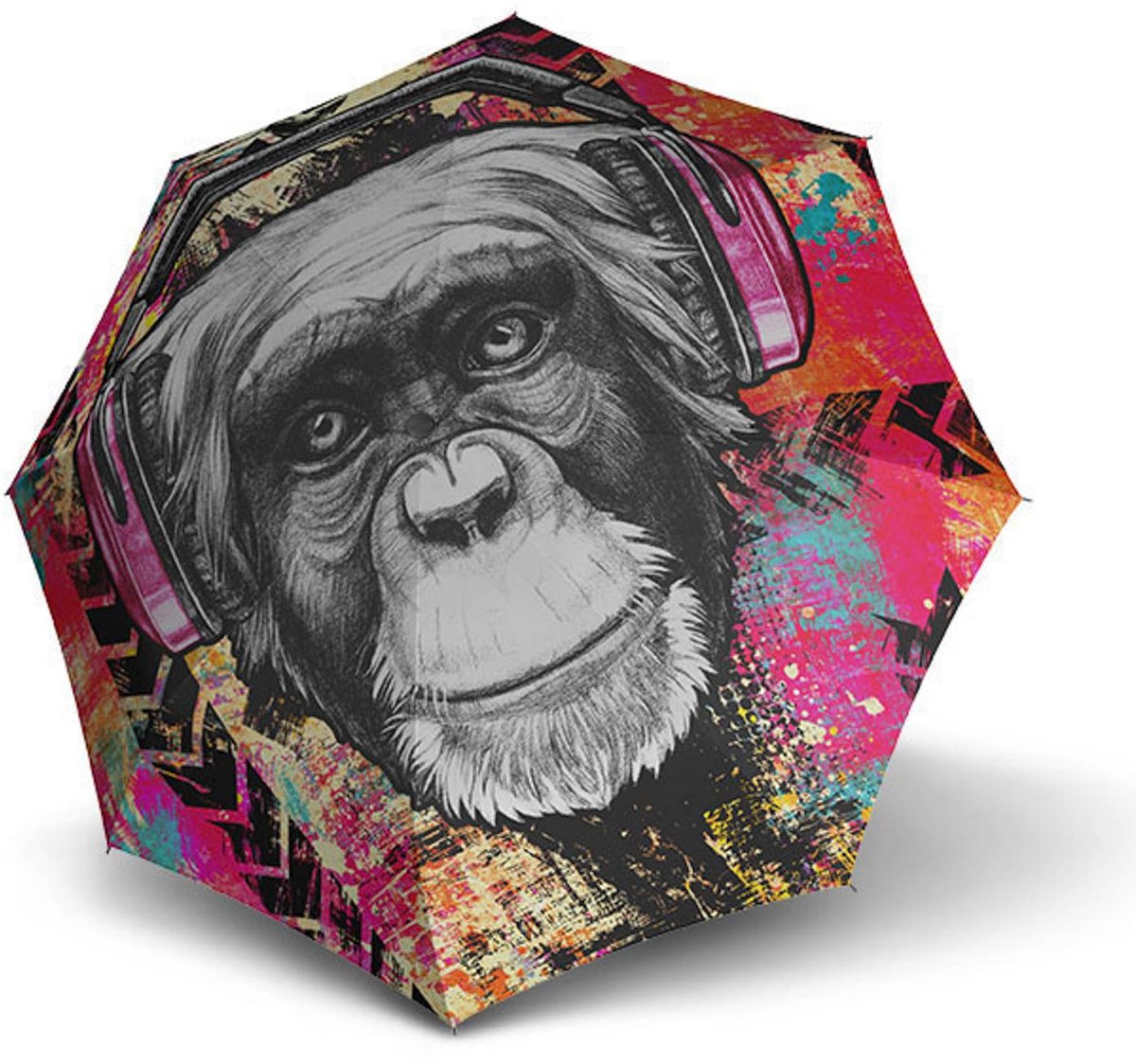 doppler Paraplu Modern.Art Long Automatic Monkey Roze Veelkleurig