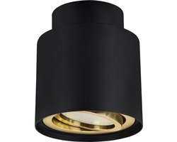 HARIET C - Opbouwspot - Rond - GU10 Fitting - 1 Lichtpunt - past over centraaldoos - Zwart / Goud kleur - plafondspot - Spotjes voor woonkamer, slaapkamer of keuken