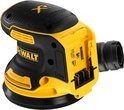 DeWalt 18V XR Brushless excenterschuurmachine met batterijcompartiment aan de achterzijde.