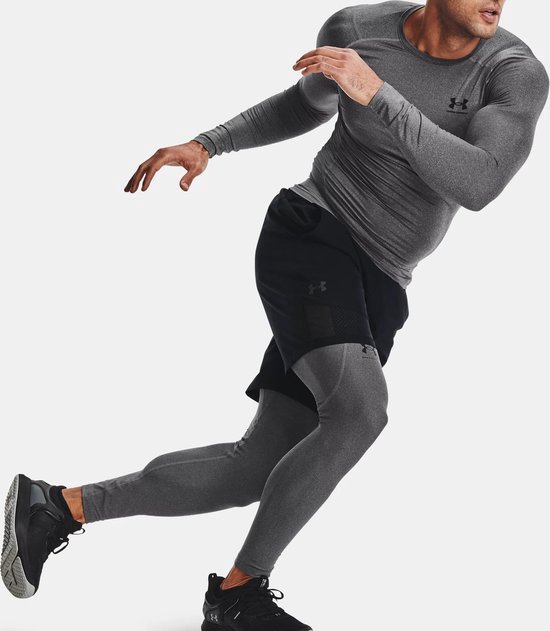 Under Armour UA HG Armour Leggings-GRY Heren Sportbroek - Carbon Heather - Zwart van Under Armour — afbeelding 5