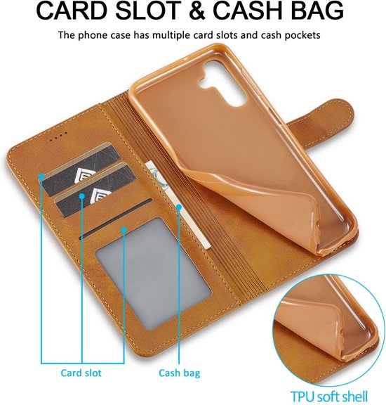 LC.IMEEKE Hoesje - Geschikt voor Samsung Galaxy A15 Hoesje - LC.IMEEKE Luxe Book Case - Bruin