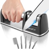 SharpFix 2-in-1 Messenslijper Core – Anti Slip Knife Sharpener – Doortrekslijper – Aanzetstaal – RVS