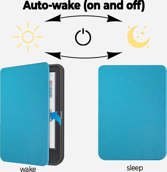 Lunso Geschikt voor Kobo Clara BW / Clara Colour hoes (6 inch) - sleepcover - Lichtblauw van Lunso — afbeelding 5