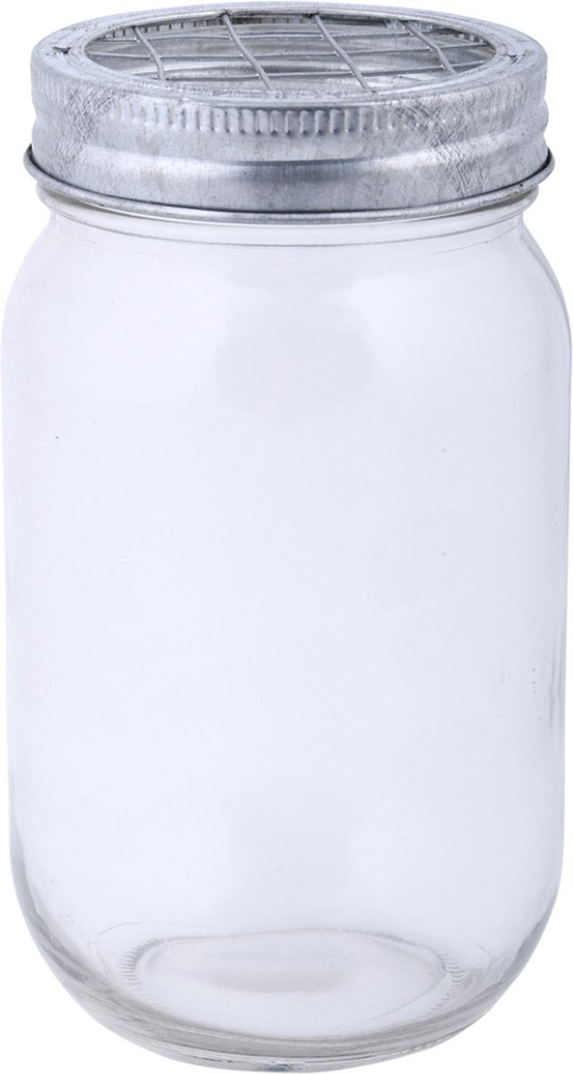 Glazen bloemenvaas/jar met schikdeksel 13 cm - Bloempotjes voor binnen - Kruidenpotten