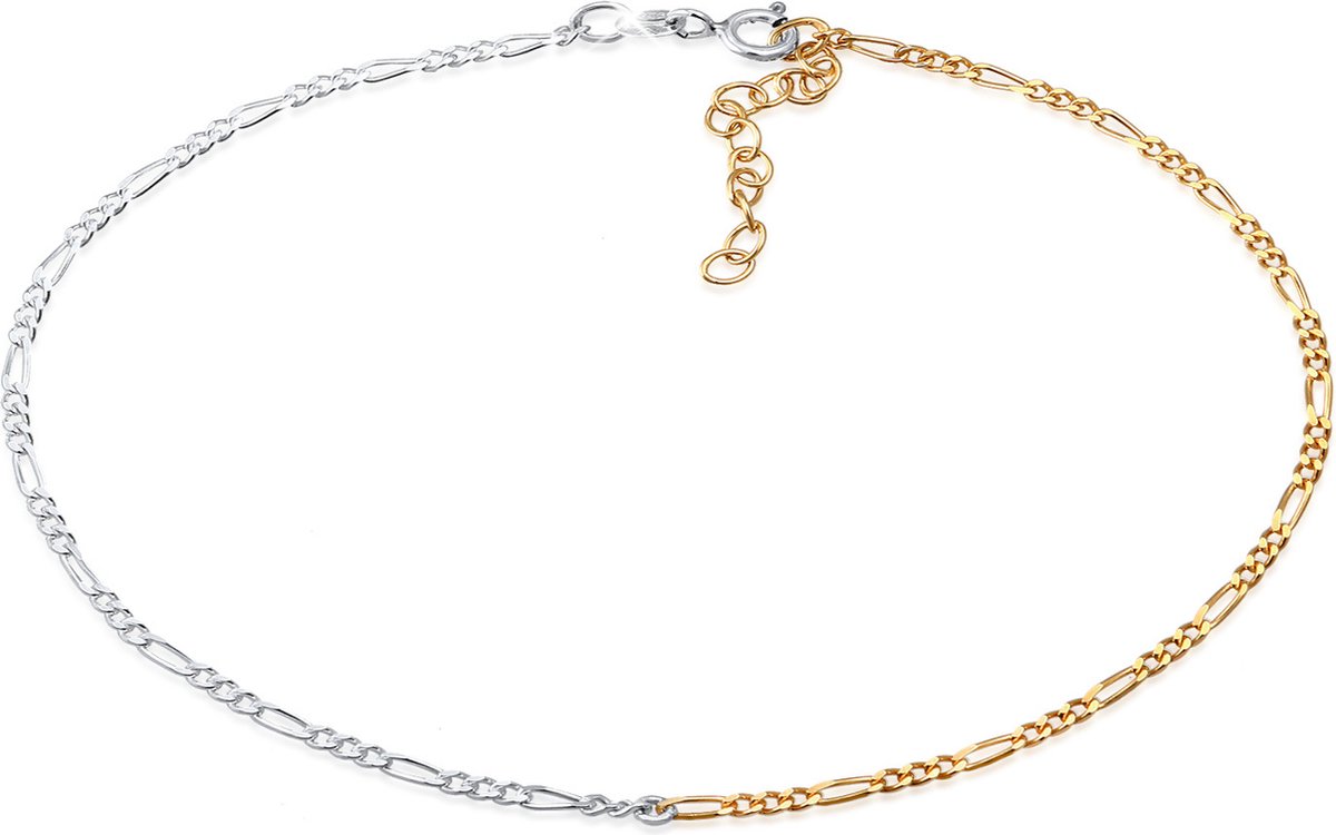 Elli - Enkelbanden - Dames Figaro Zomer Tijdloos Basic Minimal Bi-Color verstelbaar in 925 Sterling Zilver Verguld - Dames
