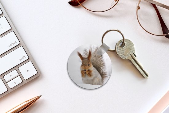 Porte-clés - Écureuil - Animal - Neige - Plastique - Rond - Cadeaux à distribuer