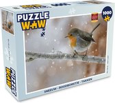 Puzzel Roodborst - Takken - Sneeuw - Legpuzzel - Puzzel 1000 stukjes volwassenen
