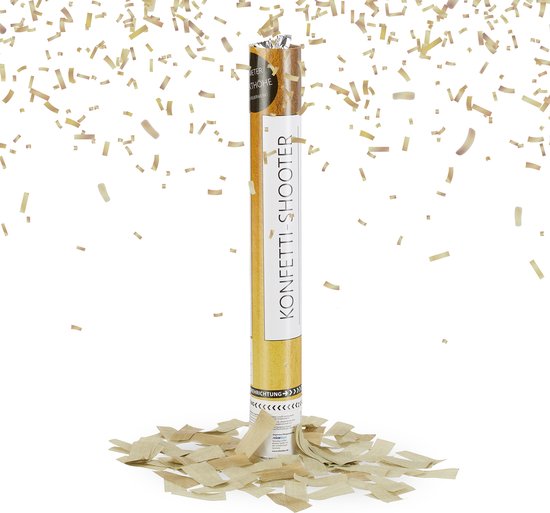 Relaxdays confetti kanon goud - papier - party popper 40 cm - bruiloft - vrijgezellenfeest