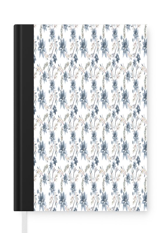 Carnet - Cahier d'écriture - Fleurs - Motif - Blauw - Carnet - Format A5 - Bloc-notes