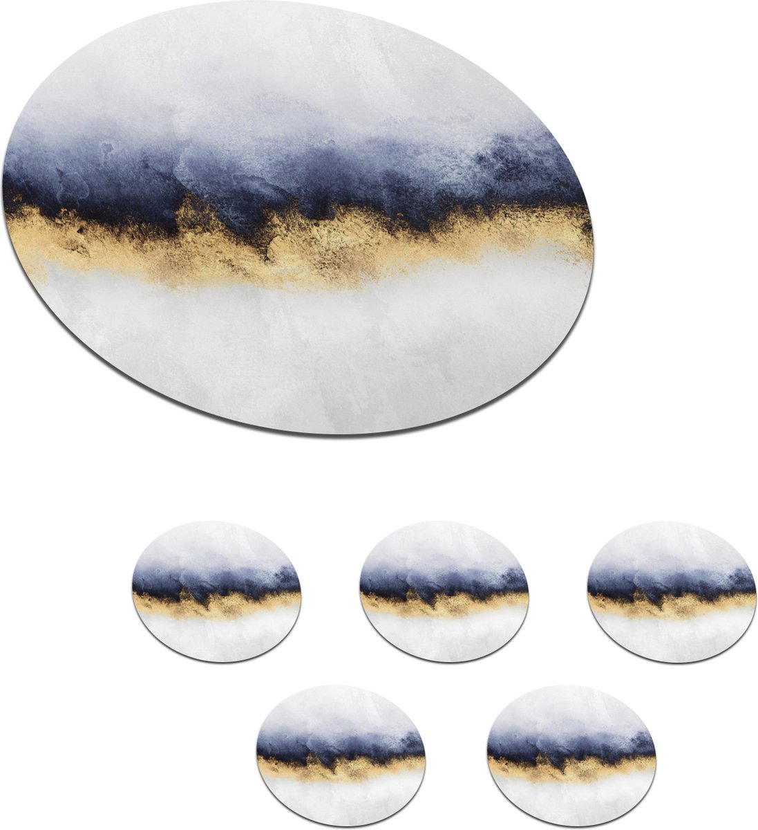 Onderzetters voor glazen - Rond - Abstract - Goud - Luxe - 10x10 cm - Glasonderzetters - 6 stuks