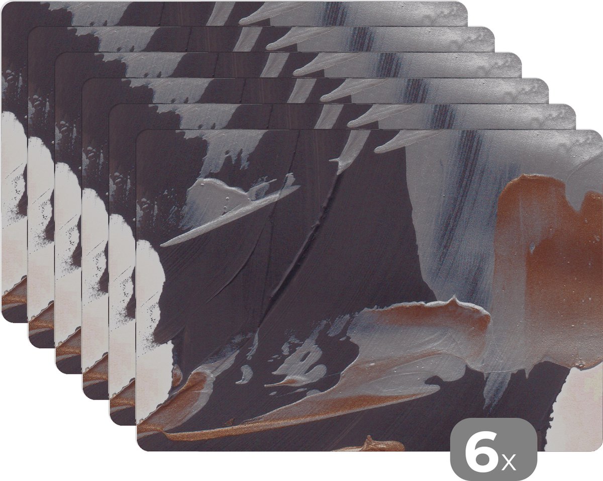 Placemat - Verf - Luxe - Design - Abstract - Goud - Tafel - Placemats - Onderleggers - 45x30 cm - 6 stuks