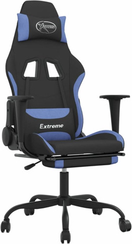 vidaXL-Massage-gamestoel-met-voetensteun-stof-zwart-en-blauw