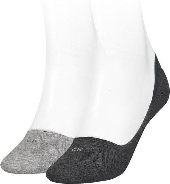 Calvin Klein Footie Low Cut (2-pack) - dames onzichtbare sokken - grijs - Maat: 35-38