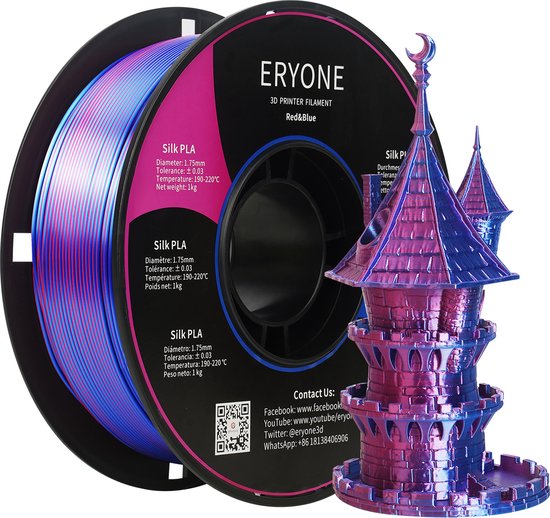 Eryone - Duo soie - Rouge + Blue - Filament PLA - 1Kg 1,75mm