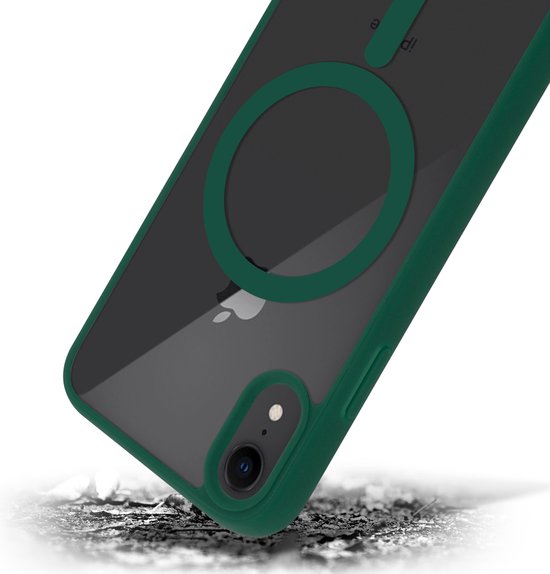 Coque iPhone Xr revêtement métallique Magsafe transparent (vert foncé) 