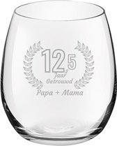 Gegraveerde Drinkglas 39cl Papa + mama 12,5 jaar getrouwd