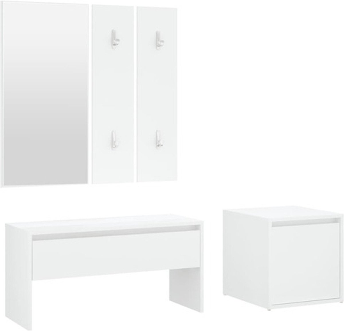 vidaXL - Garderobe - set - bewerkt - hout - wit
