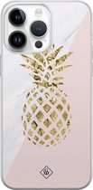 Casimoda® hoesje - Geschikt voor iPhone 14 Pro Max - Ananas - Siliconen/TPU telefoonhoesje - Backcover - Ananas - Roze
