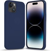 Coverzs Solid silicone case geschikt voor Apple iPhone 14 (marine blauw) - iPhone 14 hoesje blauw - iPhone 14 case geschikt voor Apple - Luxe siliconen hoesje met 3-laags bescherming
