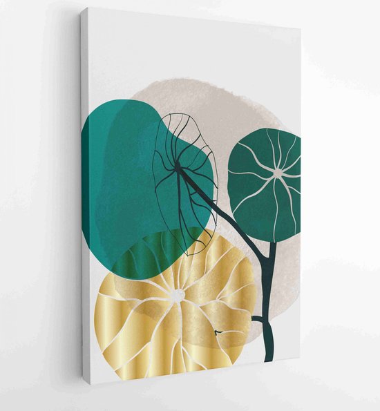 Fotobehang Gouden Botanische Jungle Bladeren | Luxe Behang