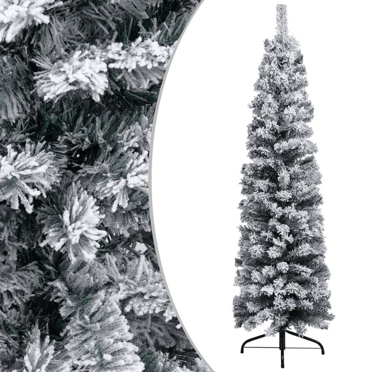 Prolenta Premium - Kunstkerstboom met sneeuwvlokken smal 120 cm PVC groen