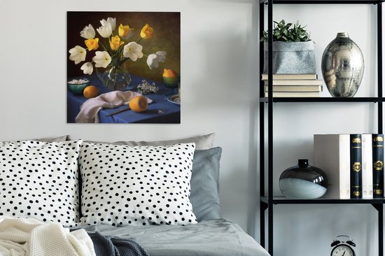 Tableau Peinture Nature Morte - Vase - Fruit - 50x50 cm - Décoration murale