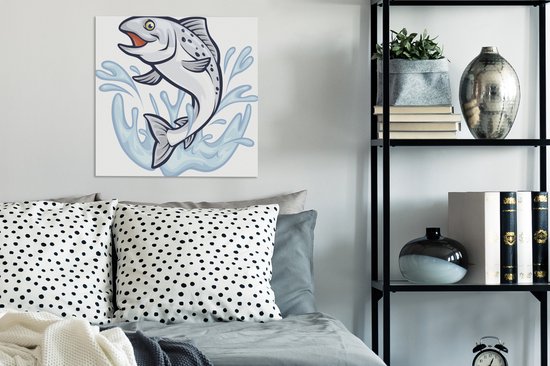 Illustration d'un poisson dans l'eau 50x50 cm - Tirage photo sur toile (Décoration murale salon / chambre)