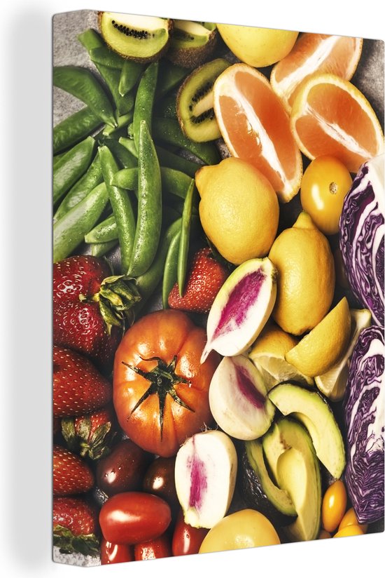 Image de toile de fruits et légumes frais 2cm 60x80 cm - Tirage photo sur toile (Décoration murale salon / chambre)