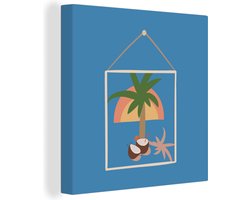 Canvas Schilderij Zomer - Strand - Lijsten - Abstract - 20x20 cm - Wanddecoratie