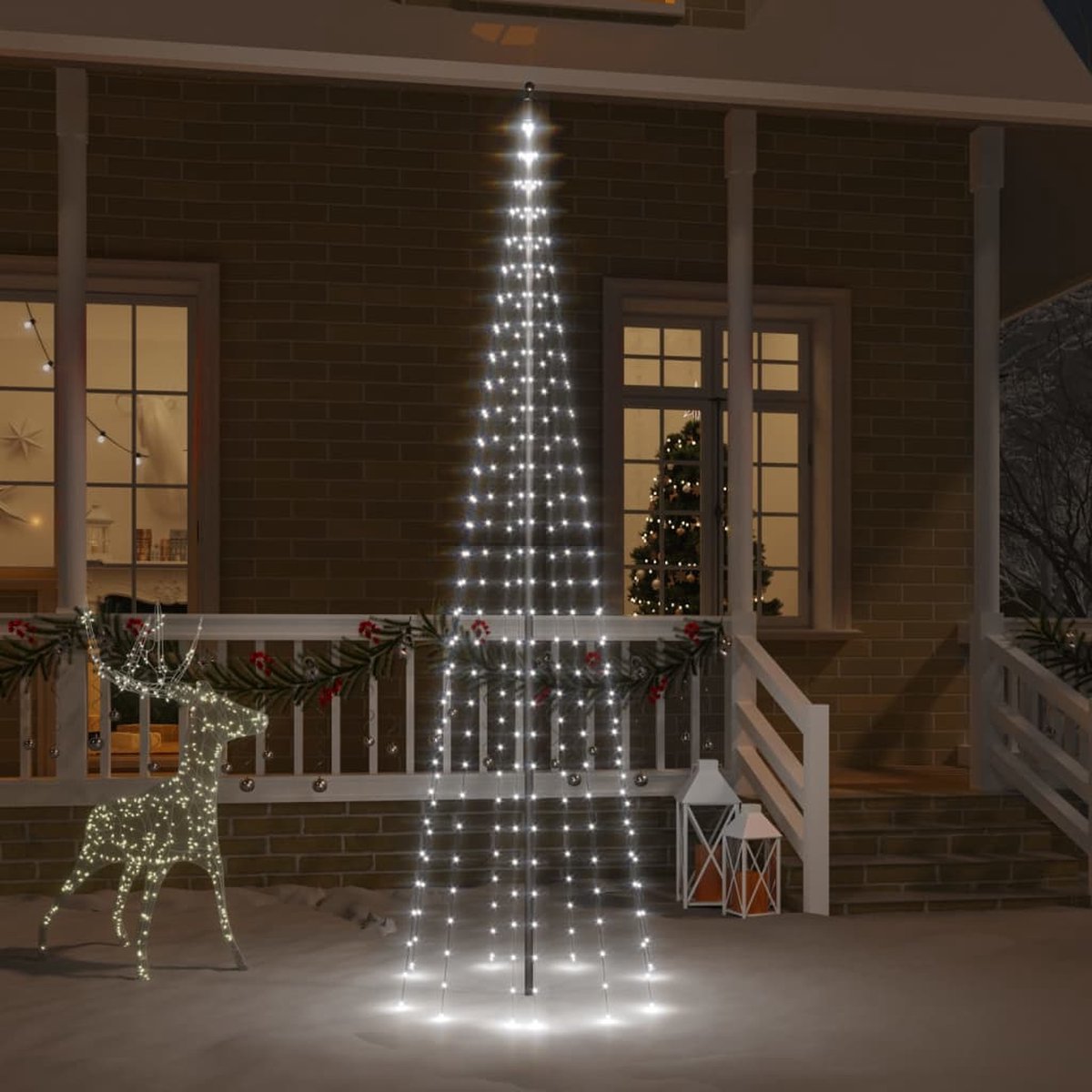 Prolenta Premium - Vlaggenmast kerstboom 310 LED's koudwit 300 cm