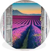WallCircle - Wall Circle - Wall Circle Indoor - Lavande - Été - Transparent - Fleurs - 150x150 cm - Décoration murale - Peintures Ronds