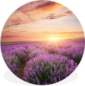 WallCircle - Wall Circle - Wall Circle Indoor - Lavande - Soleil - Fleurs - 90x90 cm - Décoration murale - Peintures Ronds
