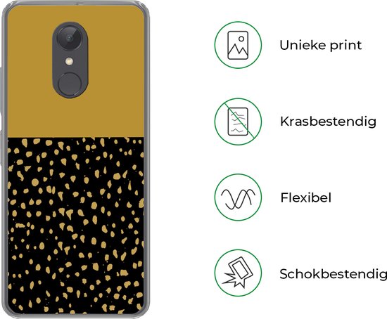 Coque Xiaomi Redmi 5 - Pois - Jaune Ocre - Zwart - Coque de téléphone en Siliconen
