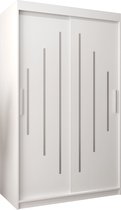 InspireMe - Kledingkast met 2 schuifdeuren, Modern-stijl, Een kledingkast met planken (BxHxD): 120x200x62 - MALTESE 120 Wit Mat met 2 lades