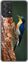 Geschikt voor Samsung Galaxy A33 5G hoesje - Close-up van een kleurrijke vogel op de zijkant van een boomstronk - Siliconen Telefoonhoesje